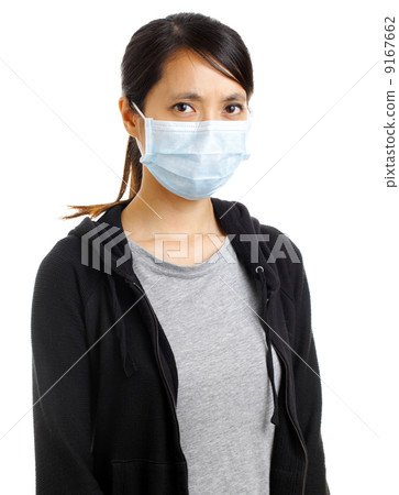 Asian woman with face mask 9167662