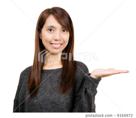 woman showing with hand woman showing with hand 9168972