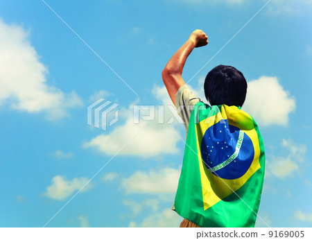 Excited man holding a brazil flag 9169005