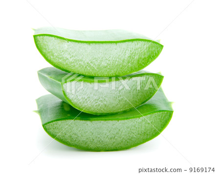Sliced aloe leaves isolated on white background 9169174