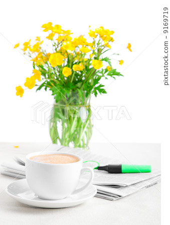 Morning coffee with newspaper 9169719