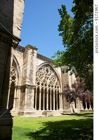 carved columns cloister of Lleida cathedral carved columns cloister of Lleida cathedral 9172967