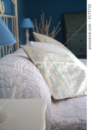 detail of pillow at a bed 9173738