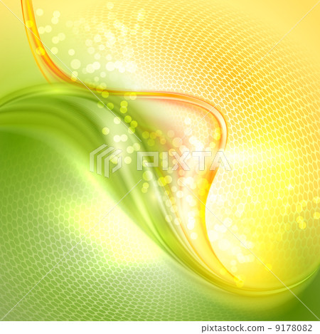 Abstract green and yellow waving background 9178082
