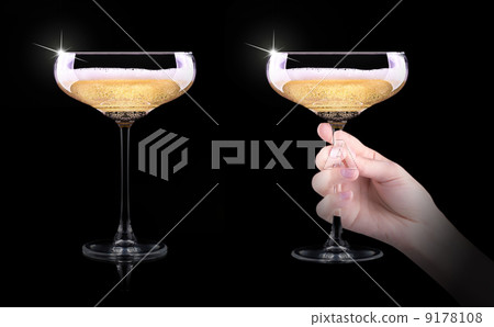 hand making toast with champagne glass hand making toast with champagne glass 9178108