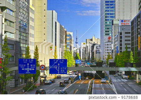 Showa Dori from Tokyo Ginza East 7th Street and Tokyo Sky Tree 9178688