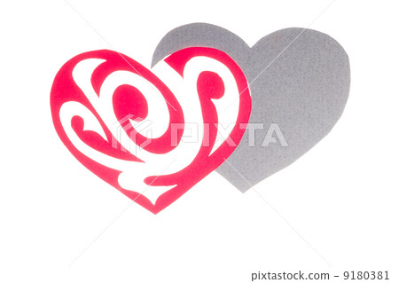 Red Ornament Paper Heart wih Shadow on White Red Ornament Paper Heart wih Shadow on White 9180381