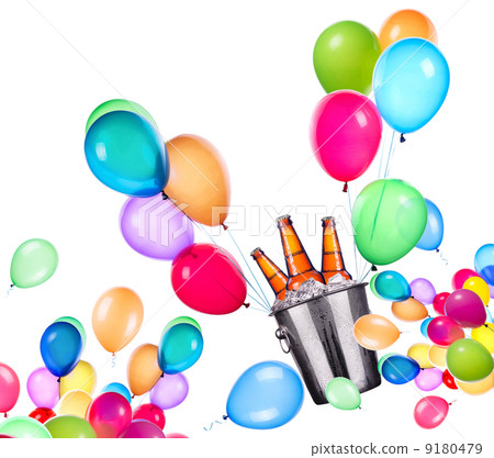 Beer bottles and flying balloons 9180479