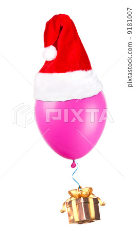gift hanging on color balloons 9181007