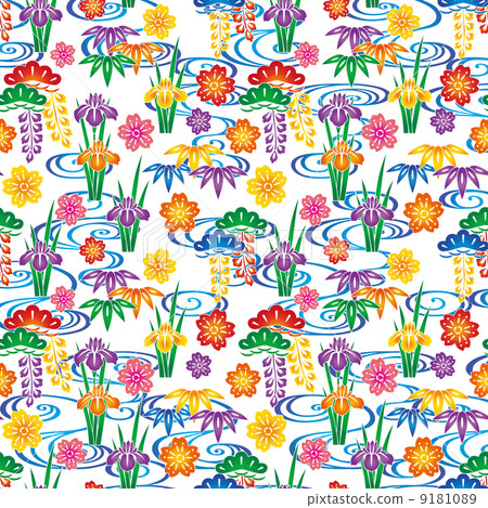 Waka and Wakana on Chiyogami white ground Waka and Wakana on Chiyogami white ground 9181089