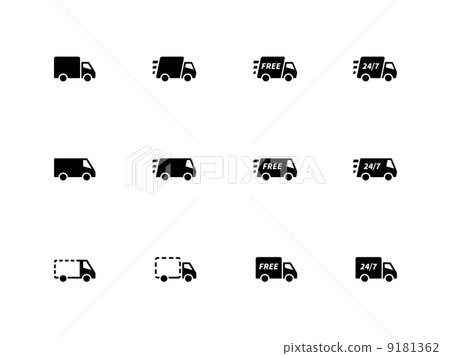 Delivery Trucks icons on white background. 9181362