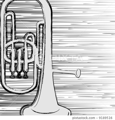 Grunge trumpet. Vector illustration 9189516