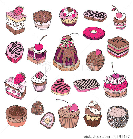 Set of cute cake. 9191432