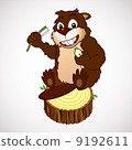 Beaver cartoon character with a toothbrush 9192611