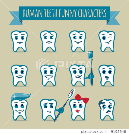 Set of human teeth funny characters 9192646