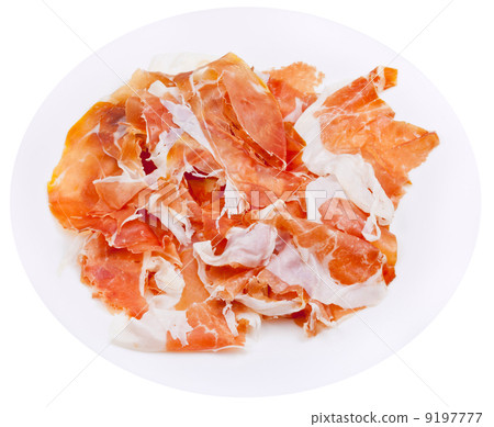 parma ham prosciutto crudo on plate 9197777