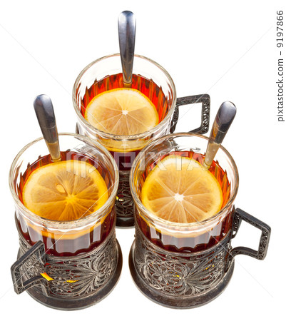 retro glasses with black tea and lemon retro glasses with black tea and lemon 9197866
