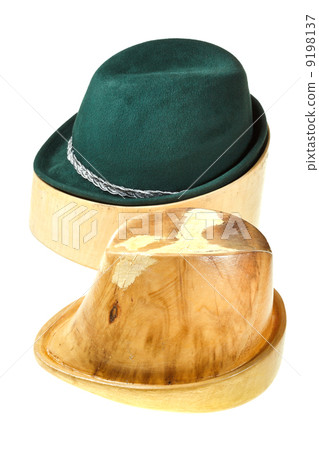 hunting felt hat on linden wooden block hunting felt hat on linden wooden block 9198137