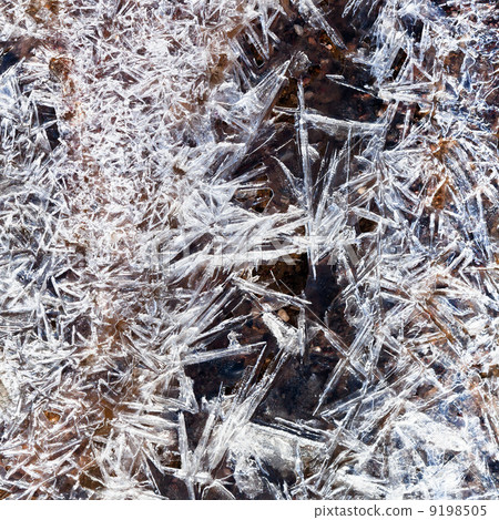 ice crystals under frozen stream ice crystals under frozen stream 9198505
