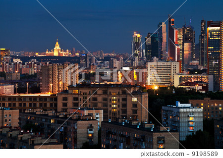 urban panorama in blue summer night 9198589