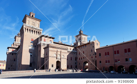 Exterior side view of The Castle Estense in Ferrara Exterior side view of The Castle Estense in Ferrara 9198600