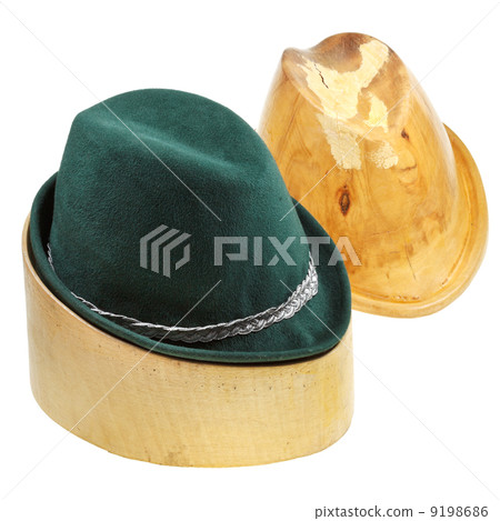 tyrolean felt hat on linden wooden block 9198686