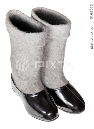 knee-high felt boots in black rubber galosh 9199023