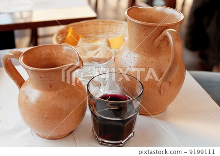 clay jugs with local red wine clay jugs with local red wine 9199111