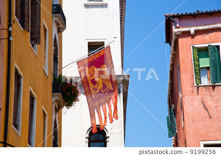 venetian flag on house in Venice venetian flag on house in Venice 9199256