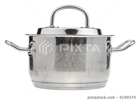 small stainless steel saucepan covered metal lid 9199374