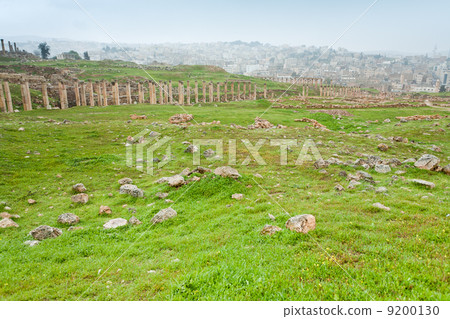 panorama of ancient city Gerasa and modern Jerash panorama of ancient city Gerasa and modern Jerash 9200130