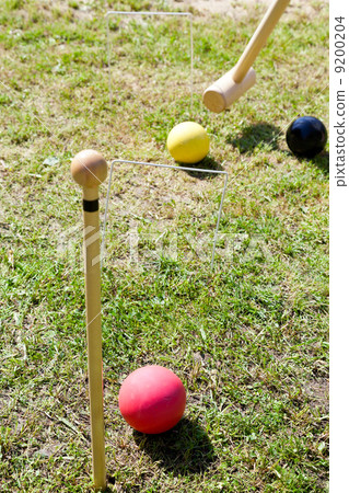 game of croquet on green lawn 9200204