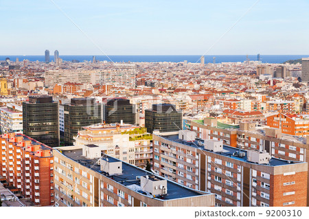view of Barcelona in evening view of Barcelona in evening 9200310