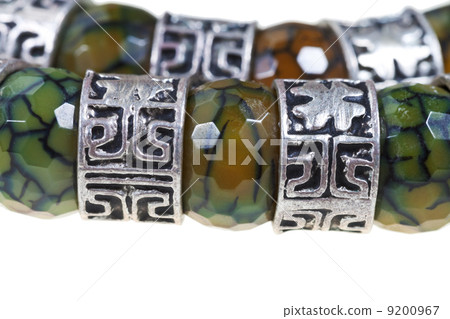 arabic silver and jade beads close up arabic silver and jade beads close up 9200967