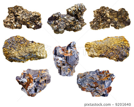 set of pyrite and chalcopyrite minerals 9201640