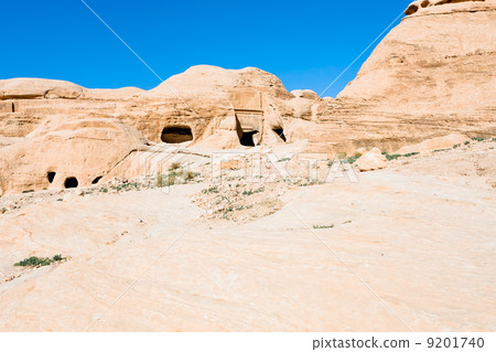 ancient tombs and caves in Bab as-Siq near city Petra 9201740