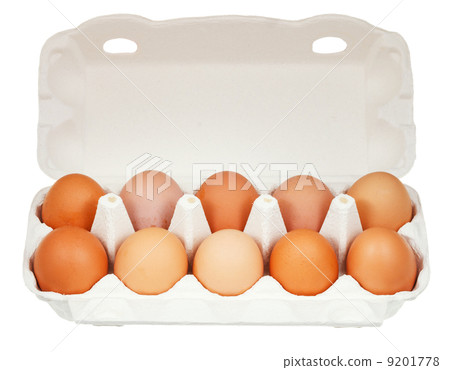 ten chicken eggs in cardboard container ten chicken eggs in cardboard container 9201778