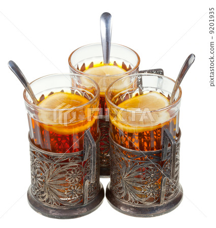 retro glasses in old silver glass holders 9201935