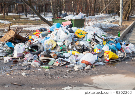 household garbage and urban dumpster 9202263