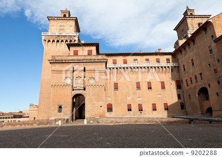 afternoon view of The Castle Estense in Ferrara afternoon view of The Castle Estense in Ferrara 9202288
