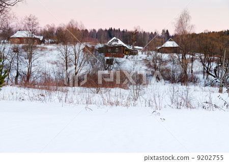 snowy wooden houses in country snowy wooden houses in country 9202755