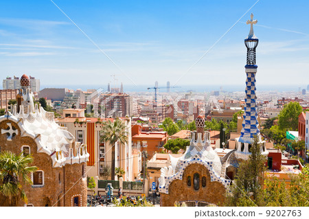 panorama of Barcelona city from Park Guell 9202763