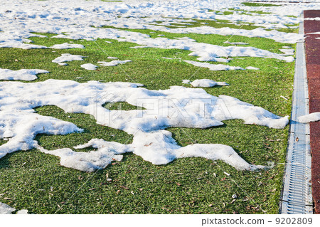 snowdrifts on outdoor soccer field snowdrifts on outdoor soccer field 9202809