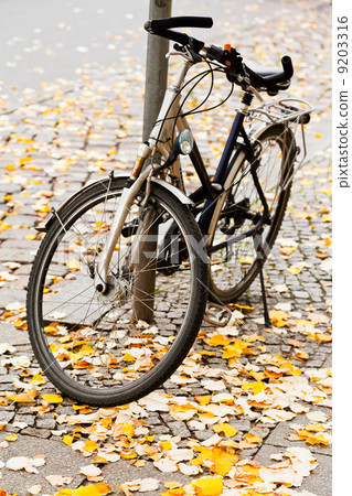 bicycle parked on street bicycle parked on street 9203316