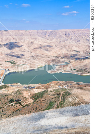 valley of Wadi Al Mujib river and dam, Jordan 9203394