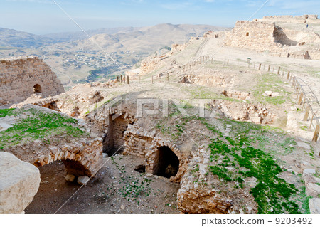 Upper court of ancient castle Kerak, Jordan 9203492
