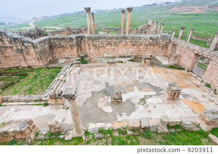 ruin of christian church in antique town Jerash 9203911