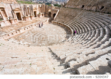the Large South Theatre - in antique town Jerash 9204347