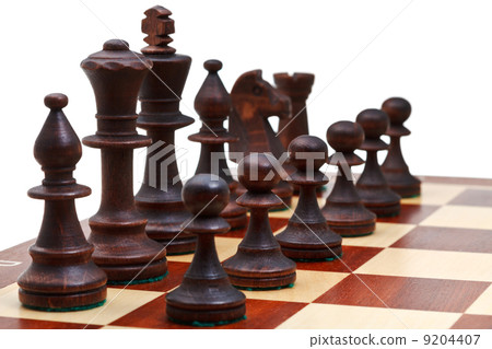 black chess pieces placed on chessboard 9204407