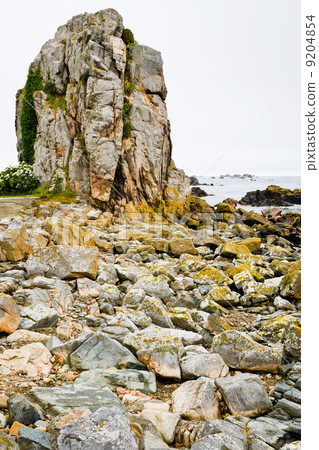 old granite rock on coast of La Manche 9204854